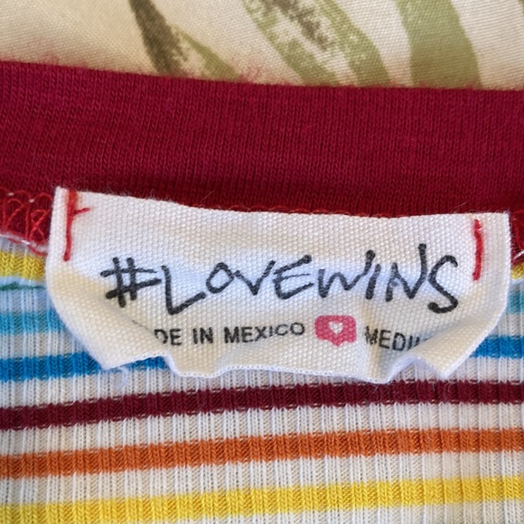 #LOVEWINS Women’s Medium Crop-top Short-sleeve Colorful Striped Shirt - Picture 7 of 7